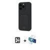 MARSİLYAN™- iPhone 16 Pro Max Kılıf Vadi Çizgi Prime - Siyah 3D Antistatik Seramik Nano Ekran Koruyucu + Gümüş PVD Metal Kamera Lens