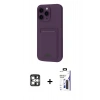 MARSİLYAN™- iPhone 16 Pro Max Kılıf Vadi Çizgi Prime - Siyah Bilvis 3X AR Hayalet Cam Ekran Koruyucu + PVD Metal Kamera Lens - GS