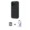 MARSİLYAN™- iPhone 16 Pro Max Kılıf Vadi Çizgi Prime - Siyah Bilvis 3X AR HD Cam Ekran Koruyucu + PVD Metal Kamera Lens - GD