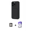 MARSİLYAN™- iPhone 16 Pro Max Kılıf Vadi Çizgi Prime - Siyah Bilvis 5in1 3D Magic Cam Ekran Koruyucu + Gold PVD Metal Kamera Lens