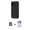 MARSİLYAN™- iPhone 16 Pro Max Kılıf Vadi Çizgi Prime - Siyah Bilvis 5in1 3D Magic Cam Ekran Koruyucu + PVD Metal Kamera Lens - SH
