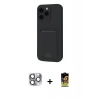 MARSİLYAN™- iPhone 16 Pro Max Kılıf Vadi Çizgi Prime - Siyah Buffer Cam Ekran Koruyucu + Gri Pers Alüminyum Kamera Lens