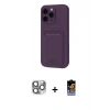 MARSİLYAN™- iPhone 16 Pro Max Kılıf Vadi Çizgi Prime - Siyah Buffer Hayalet Cam Ekran Koruyucu + Pers Alüminyum Kamera Lens - GI