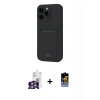 MARSİLYAN™- iPhone 16 Pro Max Kılıf Vadi Çizgi Prime - Siyah Buffer Hayalet Cam Ekran Koruyucu + Gümüş Bilvis Titan Kamera Lens
