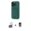 MARSİLYAN™- iPhone 16 Pro Max Kılıf Vadi Çizgi Prime - Siyah Buffer Hayalet Cam Ekran Koruyucu + Gümüş Bilvis Titan Kamera Lens