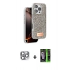 MARSİLYAN™- iPhone 16 Pro Max Kılıf Vadi Klasik Serisi - Şeffaf 360 Full Body Arka Koruyucu + Gri Pers Alüminyum Kamera Lens