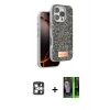 MARSİLYAN™- iPhone 16 Pro Max Kılıf Vadi Klasik Serisi - Şeffaf 360 Full Body Arka Koruyucu + PVD Metal Kamera Lens - GS