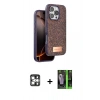 MARSİLYAN™- iPhone 16 Pro Max Kılıf Vadi Klasik Serisi - Şeffaf 360 Full Body Arka Koruyucu + PVD Metal Kamera Lens - GS