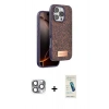 MARSİLYAN™- iPhone 16 Pro Max Kılıf Vadi Klasik Serisi - Şeffaf Pasifik Cam Ekran Koruyucu + Gri Pers Alüminyum Kamera Lens