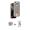 MARSİLYAN™- iPhone 16 Pro Max Kılıf Vadi Klasik Serisi - Şeffaf Pasifik Cam Ekran Koruyucu + Gri Pers Alüminyum Kamera Lens