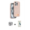 MARSİLYAN™- iPhone 16 Pro Max Kılıf Vadi Klasik Serisi - Şeffaf Pasifik Cam Ekran Koruyucu + Gri Pers Alüminyum Kamera Lens