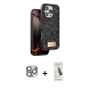 MARSİLYAN™- iPhone 16 Pro Max Kılıf Vadi Klasik Serisi - Şeffaf Pasifik Cam Ekran Koruyucu + Gri Pers Alüminyum Kamera Lens