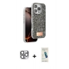 MARSİLYAN™- iPhone 16 Pro Max Kılıf Vadi Klasik Serisi - Şeffaf Pasifik Cam Ekran Koruyucu + Gri Pers Alüminyum Kamera Lens