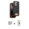 MARSİLYAN™- iPhone 16 Pro Max Kılıf Vadi Klasik Serisi - Şeffaf Pasifik Cam Ekran Koruyucu + Gümüş Pers Alüminyum Kamera Lens