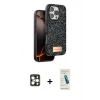 MARSİLYAN™- iPhone 16 Pro Max Kılıf Vadi Klasik Serisi - Şeffaf Pasifik Cam Ekran Koruyucu + PVD Metal Kamera Lens - GD
