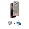 MARSİLYAN™- iPhone 16 Pro Max Kılıf Vadi Klasik Serisi - Siyah 3D Antistatik Cam Ekran Koruyucu + Pers Alüminyum Kamera Lens - GS
