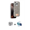 MARSİLYAN™- iPhone 16 Pro Max Kılıf Vadi Klasik Serisi - Siyah 3D Antistatik Cam Ekran Koruyucu + Pers Alüminyum Kamera Lens - GI