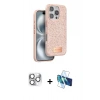 MARSİLYAN™- iPhone 16 Pro Max Kılıf Vadi Klasik Serisi - Siyah 3D Antistatik Cam Ekran Koruyucu + Pers Alüminyum Kamera Lens - GS