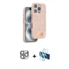 MARSİLYAN™- iPhone 16 Pro Max Kılıf Vadi Klasik Serisi - Siyah 3D Antistatik Cam Ekran Koruyucu + Pers Alüminyum Kamera Lens - GI