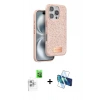 MARSİLYAN™- iPhone 16 Pro Max Kılıf Vadi Klasik Serisi - Siyah 3D Antistatik Cam Ekran Koruyucu + Raze Metal Kamera Lens - BZ