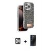 MARSİLYAN™- iPhone 16 Pro Max Kılıf Vadi Klasik Serisi - Siyah 3D Antistatik Hayalet Cam Ekran Koruyucu + PVD Metal Kamera Lens - GS