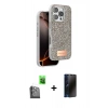 MARSİLYAN™- iPhone 16 Pro Max Kılıf Vadi Klasik Serisi - Siyah 3D Antistatik Hayalet Cam Ekran Koruyucu + Raze Metal Kamera Lens - SH