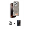 MARSİLYAN™- iPhone 16 Pro Max Kılıf Vadi Klasik Serisi - Siyah 3D Antistatik Hayalet Cam Ekran Koruyucu + PVD Metal Kamera Lens - GS
