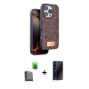 MARSİLYAN™- iPhone 16 Pro Max Kılıf Vadi Klasik Serisi - Siyah 3D Antistatik Hayalet Cam Ekran Koruyucu + Raze Metal Kamera Lens - SH
