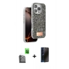 MARSİLYAN™- iPhone 16 Pro Max Kılıf Vadi Klasik Serisi - Siyah 3D Antistatik Hayalet Cam Ekran Koruyucu + Raze Metal Kamera Lens - SH