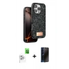 MARSİLYAN™- iPhone 16 Pro Max Kılıf Vadi Klasik Serisi - Siyah 3D Antistatik Hayalet Cam Ekran Koruyucu + Raze Metal Kamera Lens - BZ