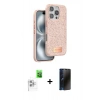 MARSİLYAN™- iPhone 16 Pro Max Kılıf Vadi Klasik Serisi - Siyah 3D Antistatik Hayalet Cam Ekran Koruyucu + Raze Metal Kamera Lens - BZ