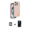 MARSİLYAN™- iPhone 16 Pro Max Kılıf Vadi Klasik Serisi - Siyah 3D Antistatik Hayalet Cam Ekran Koruyucu + PVD Metal Kamera Lens - GS