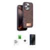 MARSİLYAN™- iPhone 16 Pro Max Kılıf Vadi Klasik Serisi - Siyah 3D Antistatik Hayalet Cam Ekran Koruyucu + Raze Metal Kamera Lens - BZ