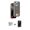 MARSİLYAN™- iPhone 16 Pro Max Kılıf Vadi Klasik Serisi - Siyah 3D Antistatik Hayalet Cam Ekran Koruyucu + Pers Alüminyum Kamera Lens - GS