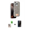 MARSİLYAN™- iPhone 16 Pro Max Kılıf Vadi Klasik Serisi - Siyah 3D Antistatik Hayalet Cam Ekran Koruyucu + Raze Metal Kamera Lens - NLGY
