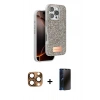MARSİLYAN™- iPhone 16 Pro Max Kılıf Vadi Klasik Serisi - Siyah 3D Antistatik Hayalet Cam Ekran Koruyucu + Pers Alüminyum Kamera Lens - CLTM