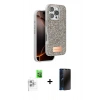 MARSİLYAN™- iPhone 16 Pro Max Kılıf Vadi Klasik Serisi - Siyah 3D Antistatik Hayalet Cam Ekran Koruyucu + Raze Metal Kamera Lens - BZ