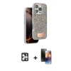 MARSİLYAN™- iPhone 16 Pro Max Kılıf Vadi Klasik Serisi - Siyah 3D Antistatik Mat Seramik Nano Ekran Koruyucu + PVD Metal Kamera Lens - GS