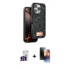 MARSİLYAN™- iPhone 16 Pro Max Kılıf Vadi Klasik Serisi - Siyah 3D Antistatik Mat Seramik Nano Ekran Koruyucu + Bilvis Titan Kamera Lens - TMGI