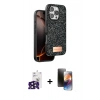 MARSİLYAN™- iPhone 16 Pro Max Kılıf Vadi Klasik Serisi - Siyah 3D Antistatik Mat Seramik Nano Ekran Koruyucu + Bilvis Titan Kamera Lens - SH