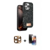 MARSİLYAN™- iPhone 16 Pro Max Kılıf Vadi Klasik Serisi - Siyah 3D Antistatik Mat Seramik Nano Ekran Koruyucu + Pers Alüminyum Kamera Lens - CLTM