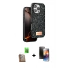 MARSİLYAN™- iPhone 16 Pro Max Kılıf Vadi Klasik Serisi - Siyah 3D Antistatik Mat Seramik Nano Ekran Koruyucu + Raze Metal Kamera Lens - CLTM