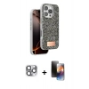 MARSİLYAN™- iPhone 16 Pro Max Kılıf Vadi Klasik Serisi - Siyah 3D Antistatik Mat Seramik Nano Ekran Koruyucu + Pers Alüminyum Kamera Lens - GI