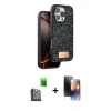 MARSİLYAN™- iPhone 16 Pro Max Kılıf Vadi Klasik Serisi - Siyah 3D Antistatik Mat Seramik Nano Ekran Koruyucu + Raze Metal Kamera Lens - SH