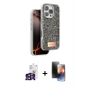 MARSİLYAN™- iPhone 16 Pro Max Kılıf Vadi Klasik Serisi - Siyah 3D Antistatik Mat Seramik Nano Ekran Koruyucu + Bilvis Titan Kamera Lens - SH