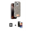 MARSİLYAN™- iPhone 16 Pro Max Kılıf Vadi Klasik Serisi - Siyah 3D Antistatik Mat Seramik Nano Ekran Koruyucu + PVD Metal Kamera Lens - SH