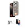 MARSİLYAN™- iPhone 16 Pro Max Kılıf Vadi Klasik Serisi - Siyah 3D Antistatik Mat Seramik Nano Ekran Koruyucu + Pers Alüminyum Kamera Lens - GS