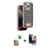 MARSİLYAN™- iPhone 16 Pro Max Kılıf Vadi Klasik Serisi - Siyah 3D Antistatik Mat Seramik Nano Ekran Koruyucu + Raze Metal Kamera Lens - CLTM