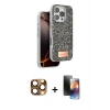 MARSİLYAN™- iPhone 16 Pro Max Kılıf Vadi Klasik Serisi - Siyah 3D Antistatik Mat Seramik Nano Ekran Koruyucu + Pers Alüminyum Kamera Lens - CLTM