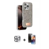 MARSİLYAN™- iPhone 16 Pro Max Kılıf Vadi Klasik Serisi - Siyah 3D Antistatik Mat Seramik Nano Ekran Koruyucu + Pers Alüminyum Kamera Lens - GI